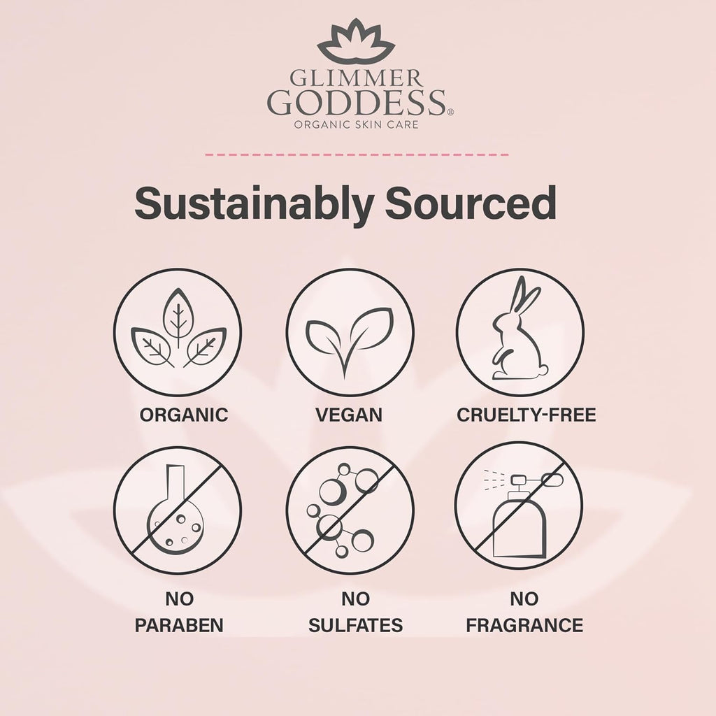 Glimmer Goddess Organic Whipped Body Butter for Women - Moisturizer Cream with Shea & Cocoa Butter, Almonds & Coconut Oil - Rosemary Mint Body Butter, 8oz