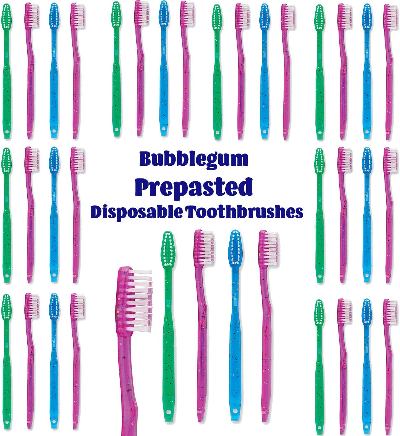 28 Kids Prepasted Toothbrushes Individually Wrapped - Bubblegum Disposable Toothbrushes - Great for Sleepovers, Travel (28 Pack)