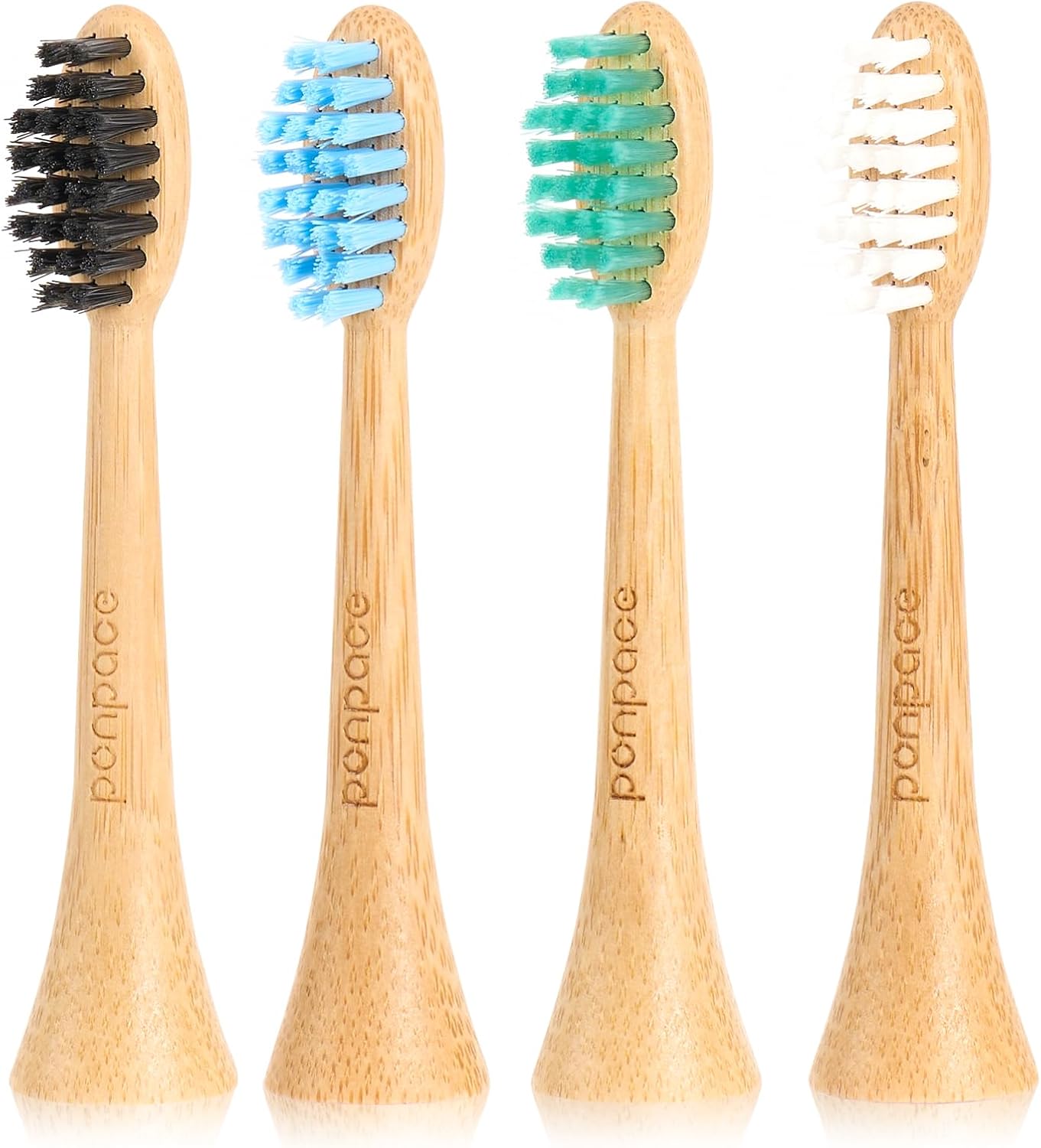 Bamboo Toothbrush Heads Compatible with Philips Sonicare, Soft Castor-Oil Bristles, Biodegradable Toothbrush Replacement Heads, Eco-Friendly & Daily Cleaning
