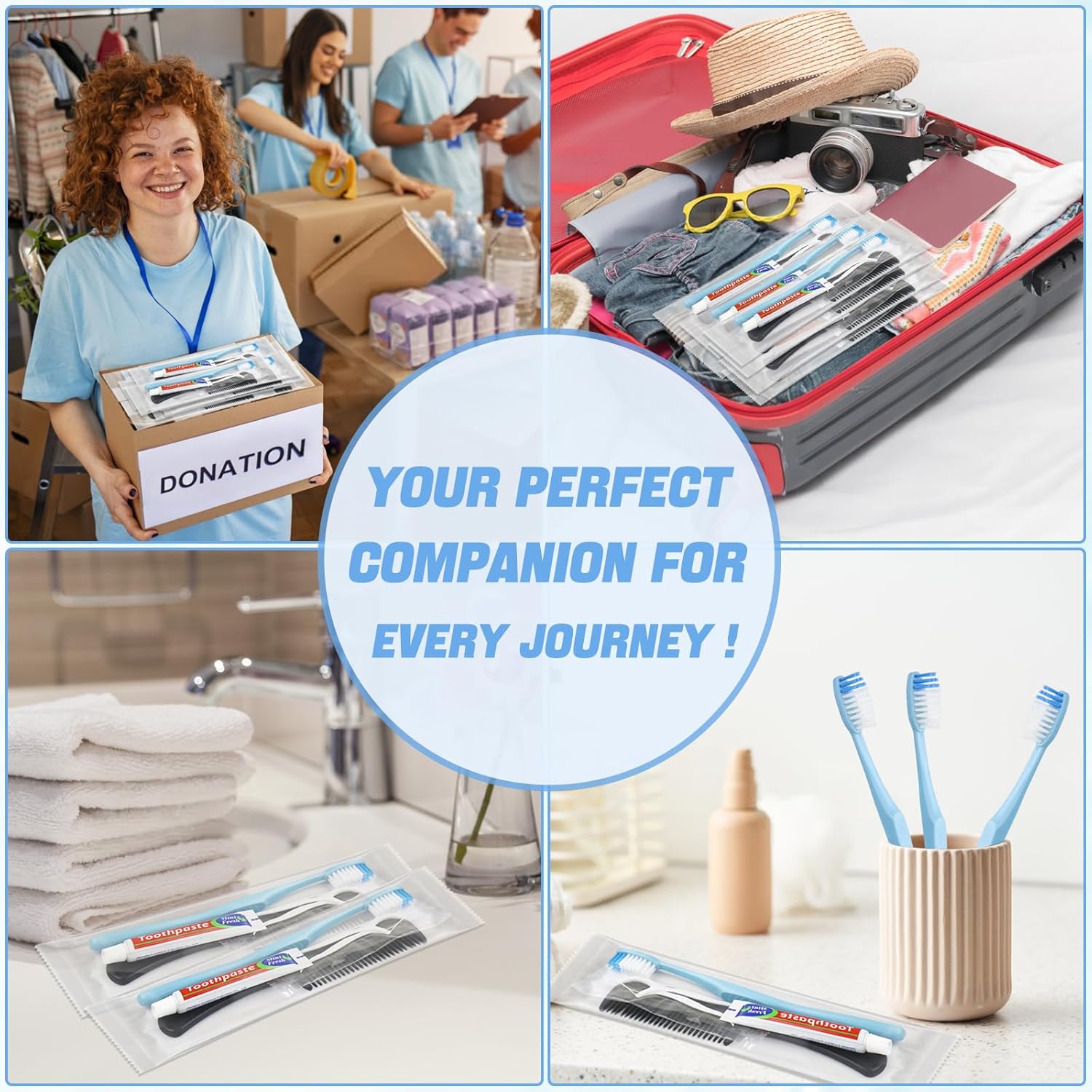 20 Sets Disposable Toothbrushes with Toothpaste Floss Comb Individually Wrapped, Disposable Toothbrush Bulk, 10g Toothpaste,Dental Floss,6in Comb Bulk Toothbrush Kit for Homeless,Airbnb,Hotel