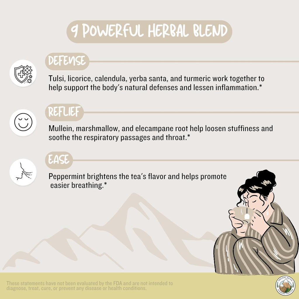 Ancient Paths Mullein Herbal Tea Blend - Respiratory Support & Immunity - Mullein Tea Leaf, Licorice, Peppermint, Elecampane - Caffeine-Free, Sustainable Tea Bags & Good Faith Grown (20 Sachets)