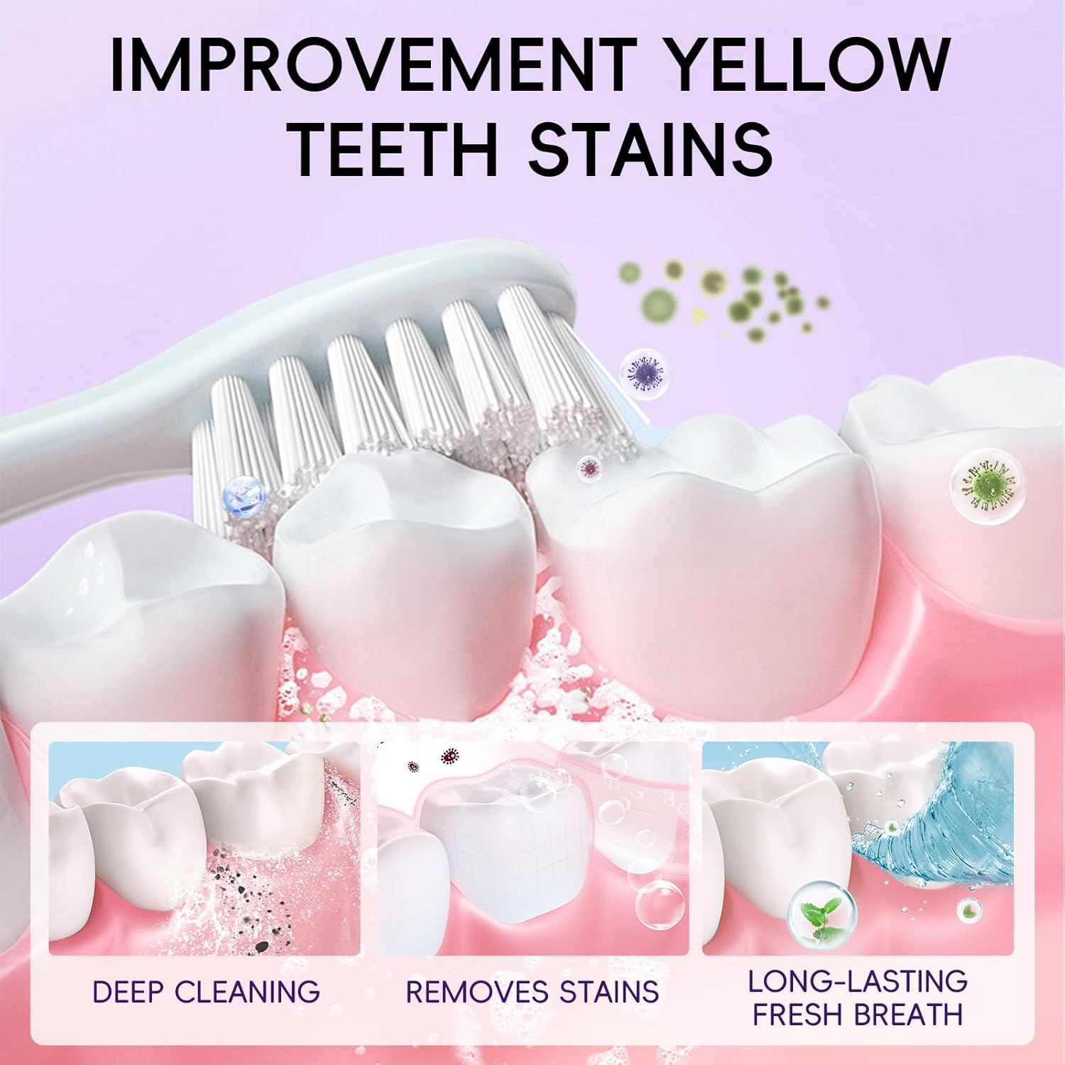 Teeth Whitening Powder Purple Teeth Whitening Kits Natural Tooth Powder Halloween Theme Favors Gifts Set Powder Toothpaste for Men Women Tooth Stain Removal