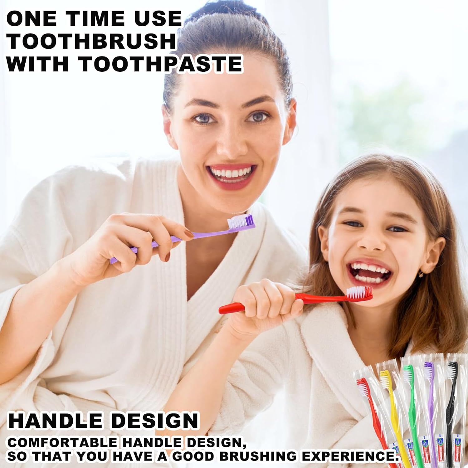 100pcs Disposable Toothbrushes with Toothpaste,Single Use Toothbrush with Toothpaste Individually Wrapped Disposable Travel Toothbrushes Kit Bulk for Homeless,Hotel,Guests(5 Colors)