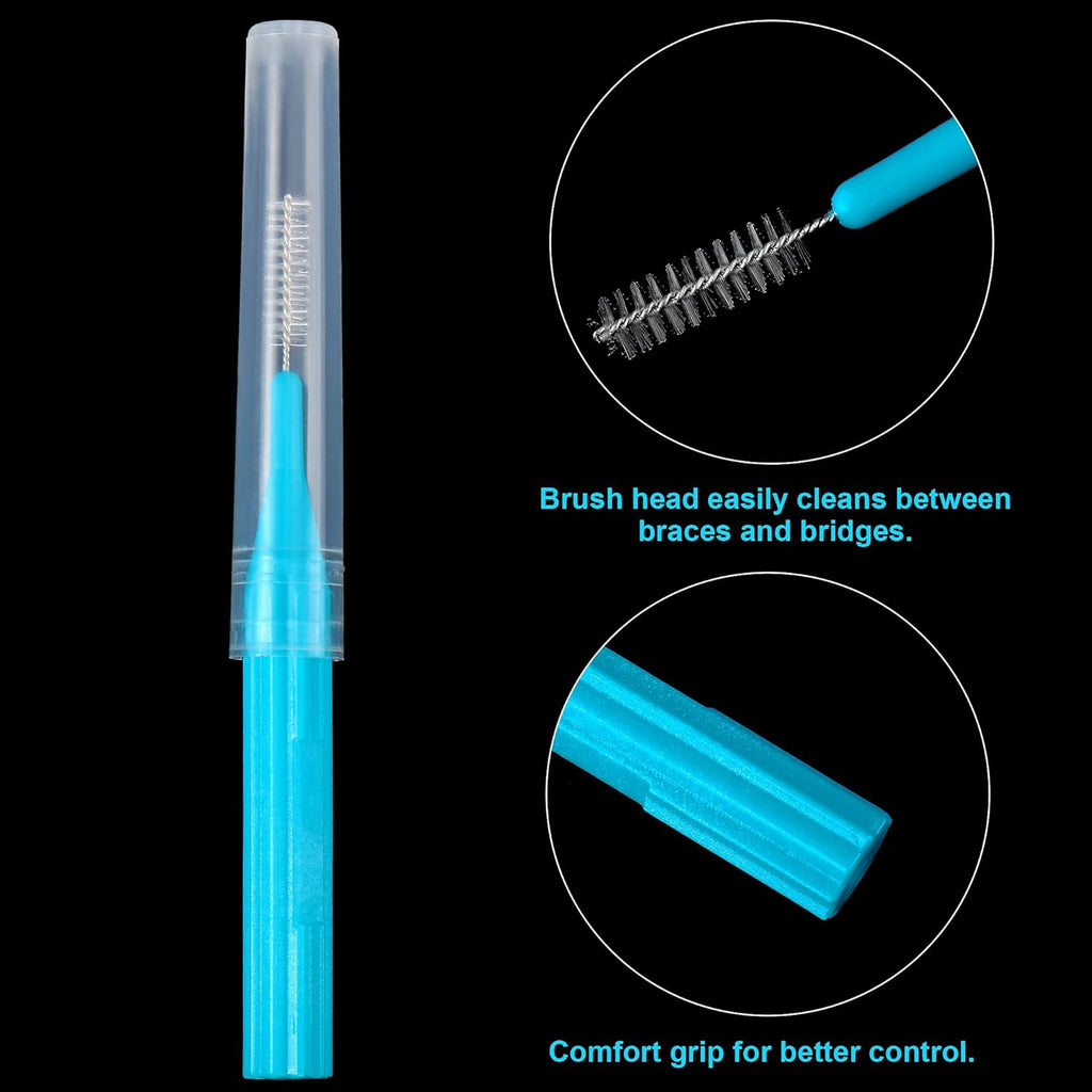 100 Pieces Braces Brush for Cleaner Interdental Brush Toothpick Dental Flossing Head Oral Hygiene Flosser Tooth Cleaning Tool (Light Blue, Pink, Yellow, Light Green)