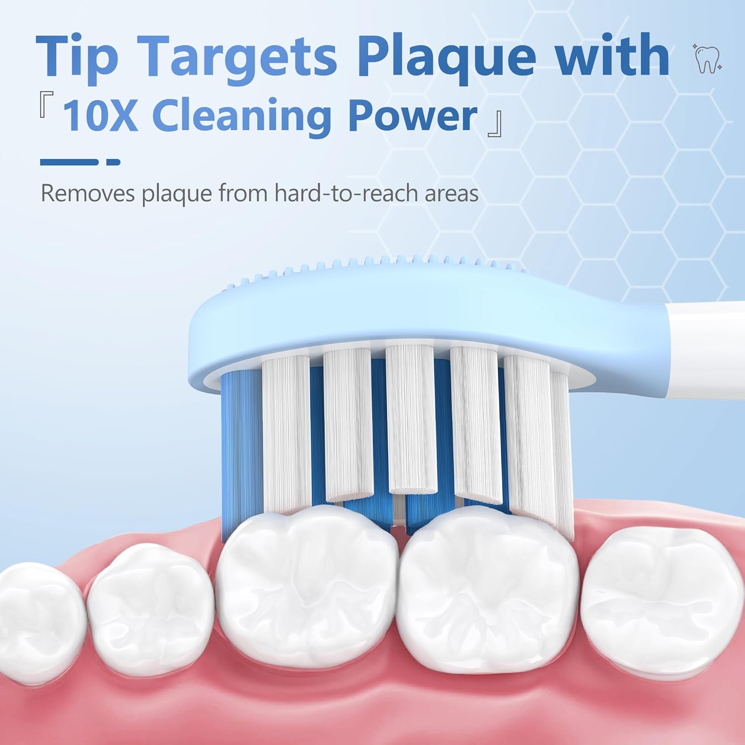 Replacement Toothbrush Heads for Philips Sonicare Electric Toothbrush, 2-in-1 Tongue Cleaner, 8 Pack, Ice Blue,Suitable for Philips Sonicare Heads, C2, C1, C3, W1, W2, W3, G1, G2, G3