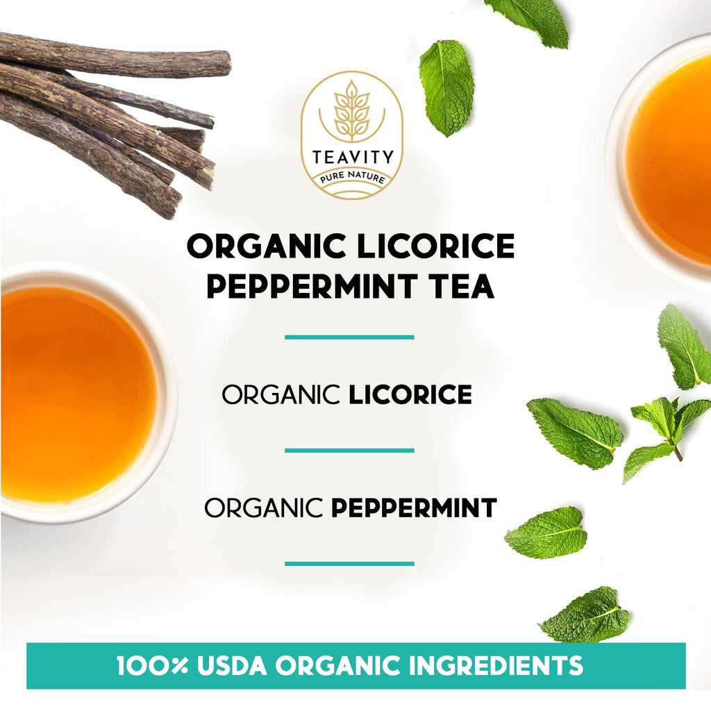 Organic Licorice Mint Tea Pods for Keurig - Natural Decaf Peppermint Tea by Teavity (24 Tea Pods)