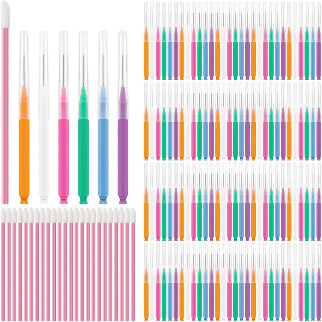 120 Pcs Interdental Brush + 25 Pcs Lip Wands Applicators Disposable, Braces Brush for Cleaner Interdental Brush Toothpick Dental Flossing Oral Dental Hygiene Flosser Tooth Cleaning Tools, Multicolor