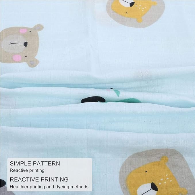 Baby Bath Towel Soft Cotton Infant Wash Cloth Multifunctional Bathing Wipe Feeding Wipe Cloth for Newborn Toddler Blue Animal 75x75cm