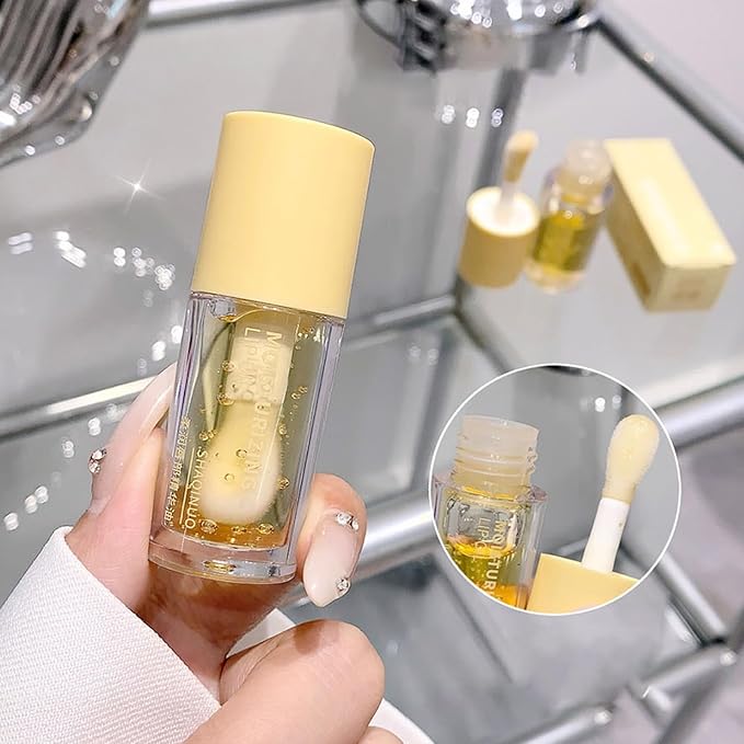 Dulele Plumping Lip Glow Oil Fruit Flavoured Transparent Toot Lip Gloss, 4PCS Moisturizing Hydrating Lip Oil Long Lasting Lip Balm and Tinting for Dry Lips