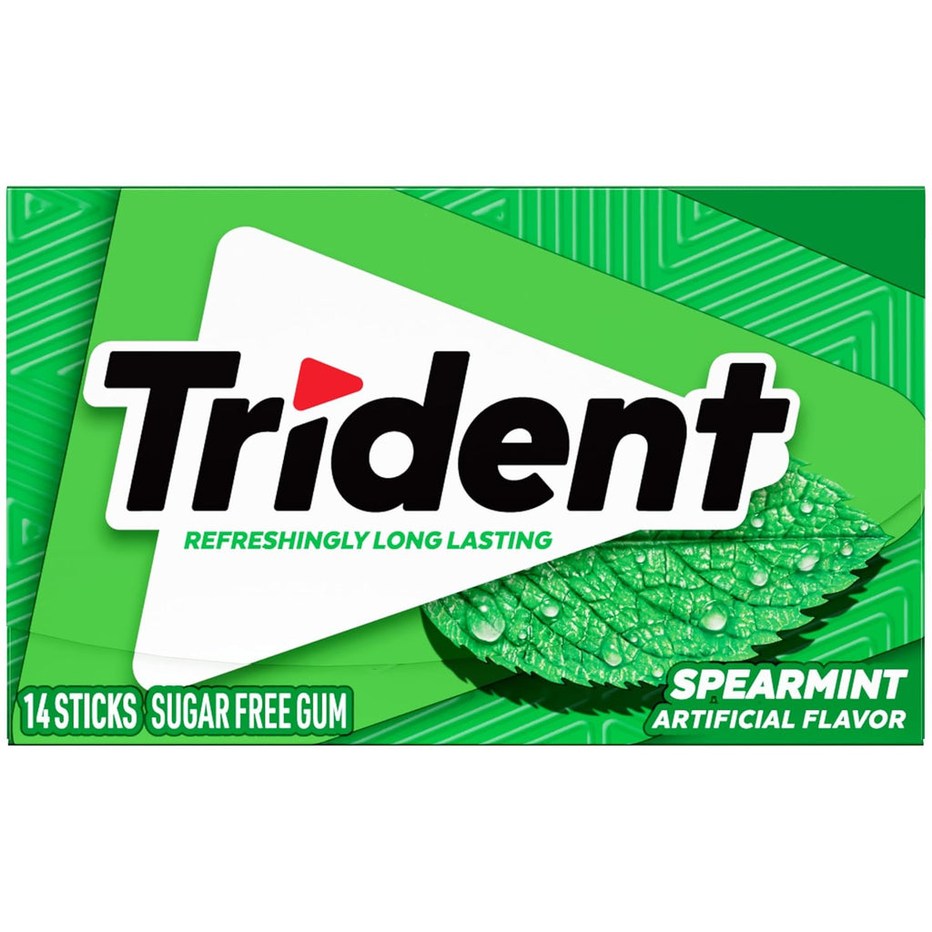 Trident Spearmint Sugar-Free Chewing Gum, 12 Packs of 14 Pieces (168 Total Pieces)
