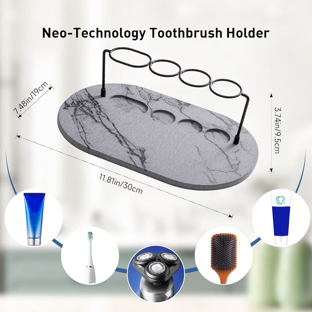 Toothbrush Holders for Bathroom, Metal Toothbrush Organizer with Diatomite Base, Water Absorption Quick Drying Bathroom Organizers and Storage,for Electric Toothbrush,Toothpaste,Razor,Makeup.