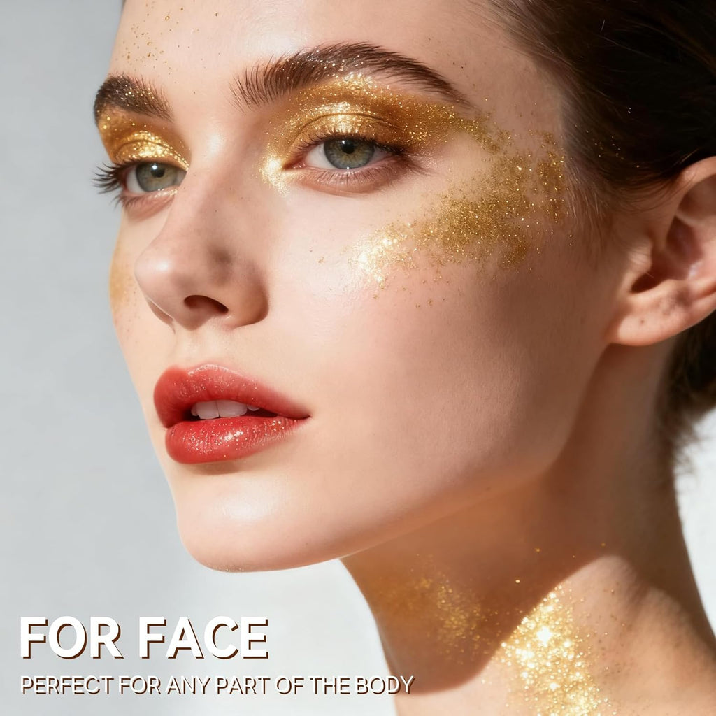 Pure Gold Glitter Spray for Face, Body, Hair and Clothes, Holographic Glitter Hairspray for Festival, Rave, Prom, Concert, Stage Makeup, Quick Dry, Long Lasting Shimmer, Lightweight, 4.05 fl oz