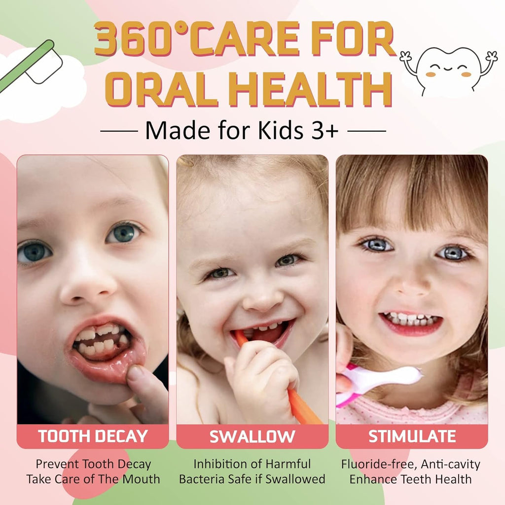 Foam Toothpaste Kids, Toddler Toothpaste with Low Fluoride, Mouthwash for Dental Care, Kids Toothpaste for U-Shape Electric Toothbrush