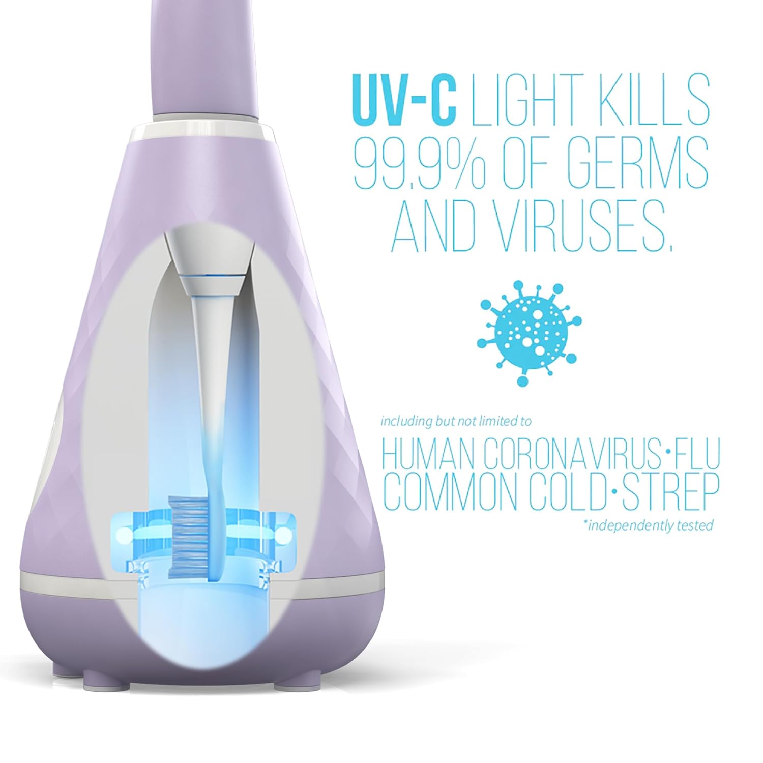 TAO Clean UV Sanitizing Sonic Toothbrush and Cleaning Station, Electric Toothbrush, Dual Speed Setting, Lilac Bliss