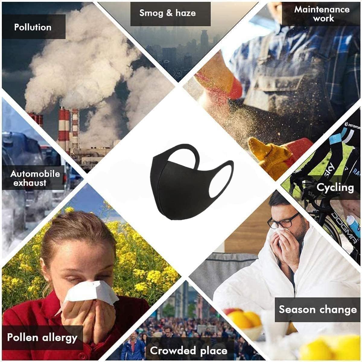 20 Pack Face Mask Unisex Washable and Reusable Comfortable Face Protection from Dust Pollen Pet Dander Fashionable Anti-Smog