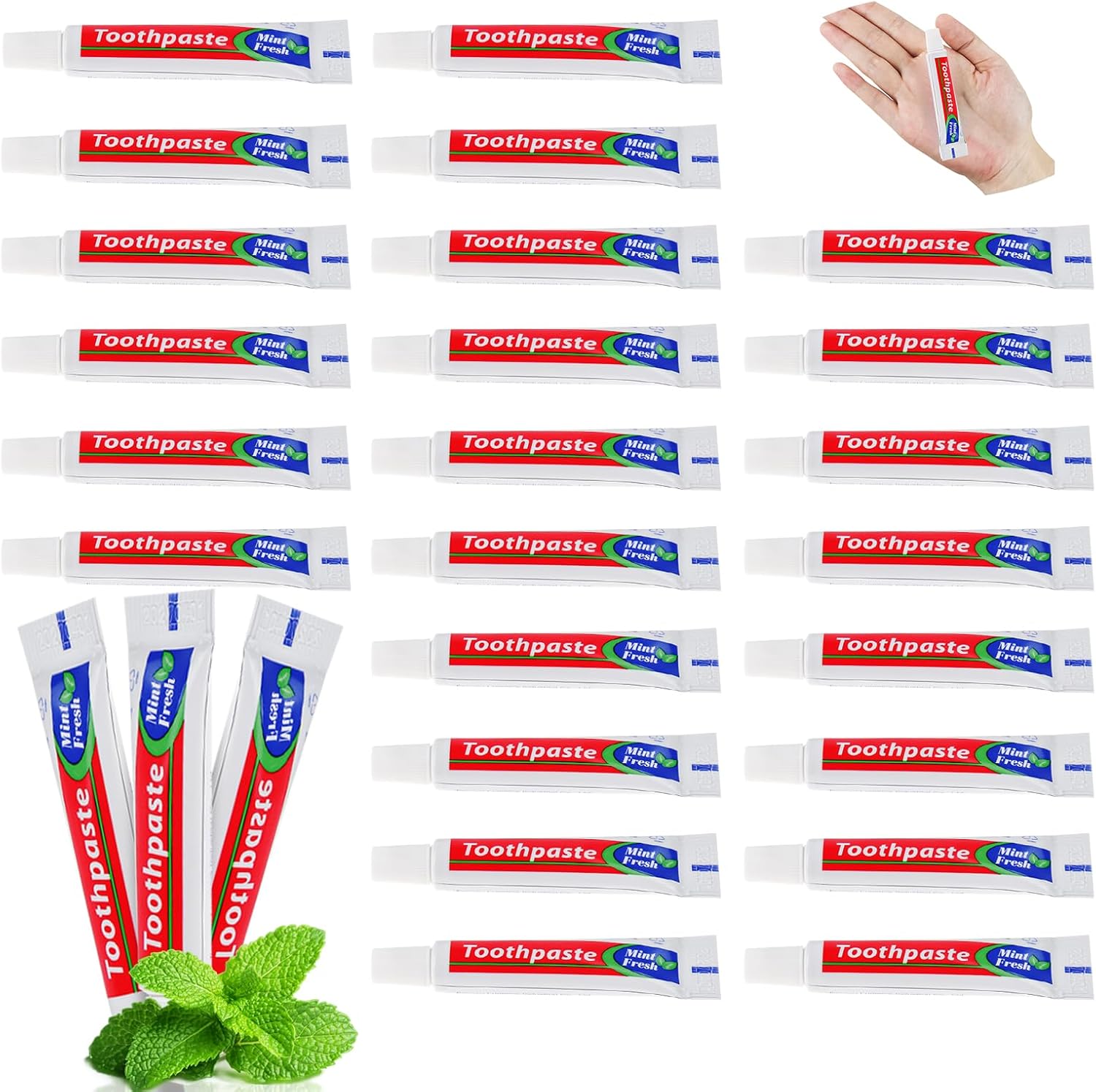 100 Tubes Bulk Travel Size Toothpaste,Extra Small 0.35oz Small Toothpaste Travel Size Bulk 0.8x3.5 inches Peppermint Mini Disposable Toothpaste for Hotel,Guests,Homeless,Charity