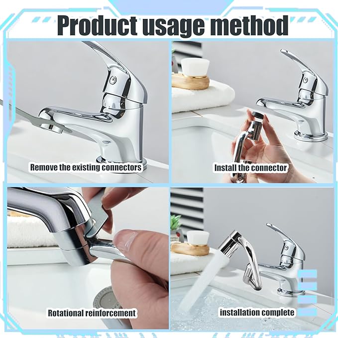2pcs U Shape Faucet Extender, 1440° Rotatable Faucet Aerator Suitable for Kitchen and Bathroom Sinks
