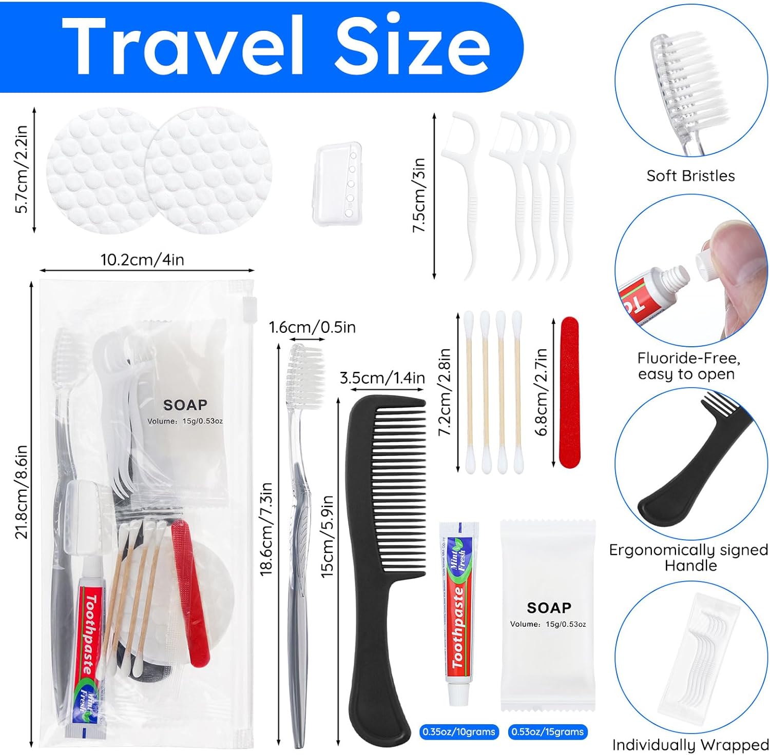 Travel Toothbrush Kit, Hygiene Kit Comes in A Double Sealed Individual Package, Personal Hygiene Kit for Hotel, Camping, Home and Travel (100 Set)