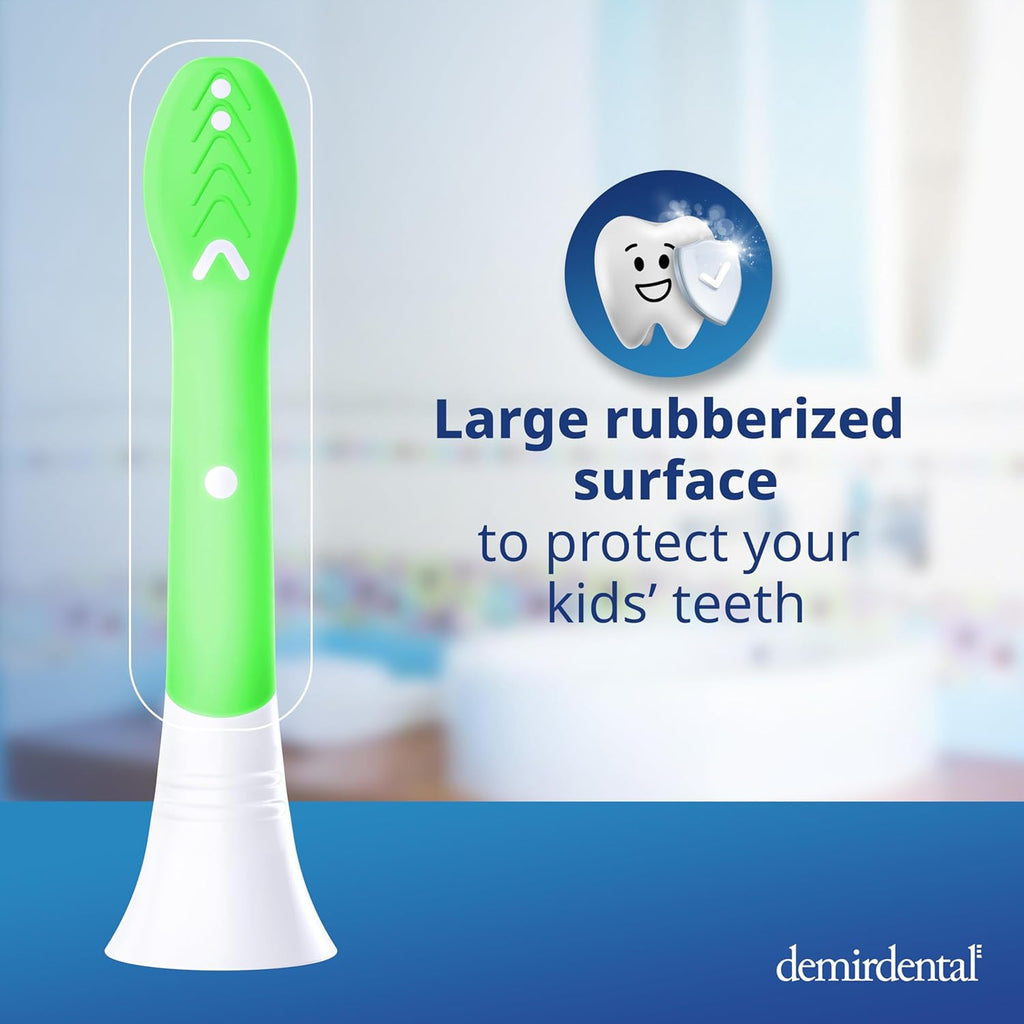 demirdental Kids Mini Toothbrush Heads Compatible with Philips Sonicare Compact Kids Toothbrush Heads - Replacement Heads Sensitive - Brush Heads from Ages 3 to 6 - Green - Replaces HX6038-8 Pack