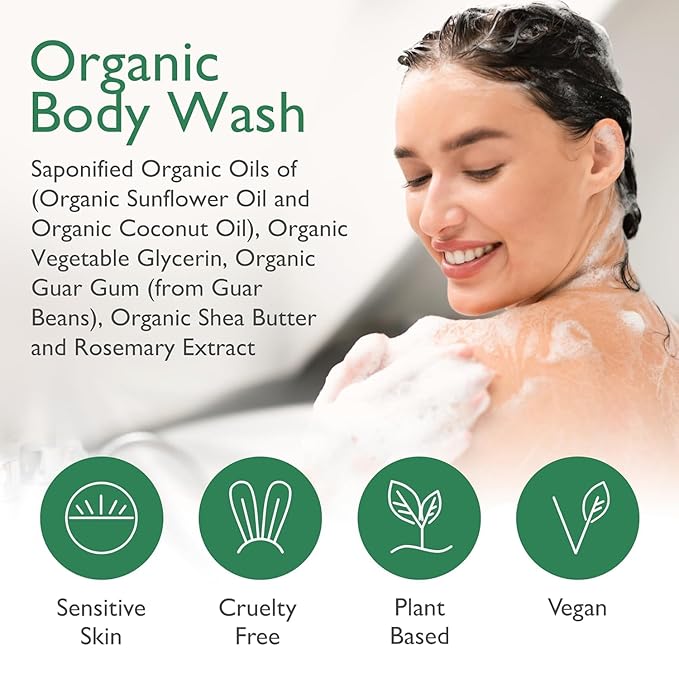 SoCal Suds & Company 128oz Certified Organic Hand & Body Wash w/Shea Butter- Gentle Natural Body,Baby & Face Wash for Sensitive Skin, Moisturizing Thick Castile Soap, Hand Soap and More - Peppermint