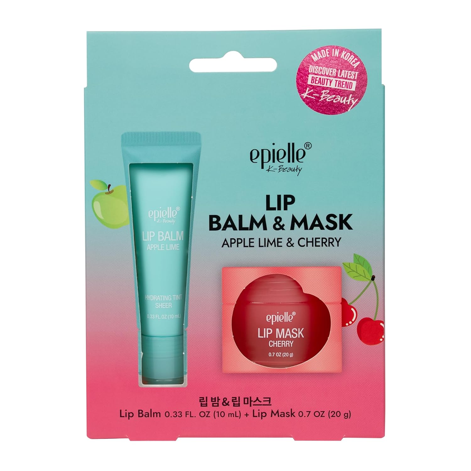 Epielle Lip Balm & Mask Apple Lime & Cherry, Hydrating Tint Sheer, Overnight Lip Masks, Kbeauty, Stocking Stuffers, Thanksgiving Essentials