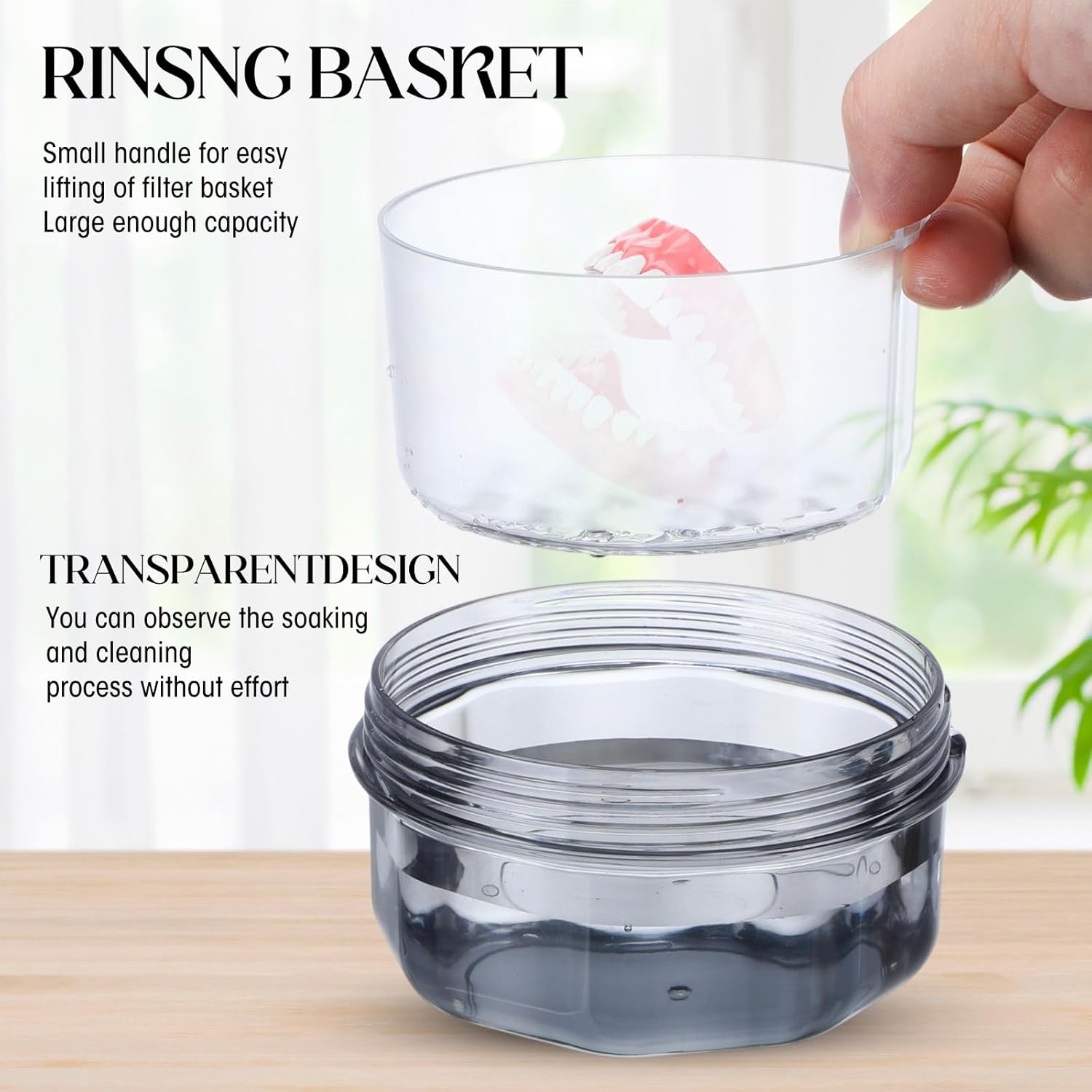 Sieral 6 Pcs Denture Case, Leak Proof Denture Bath Cup for Travel, False Teeth Container Cups for Soaking Full & Partial Dentures, Retainers, False Teeth Cleaning Kit Holder Box with Cleaner Brush