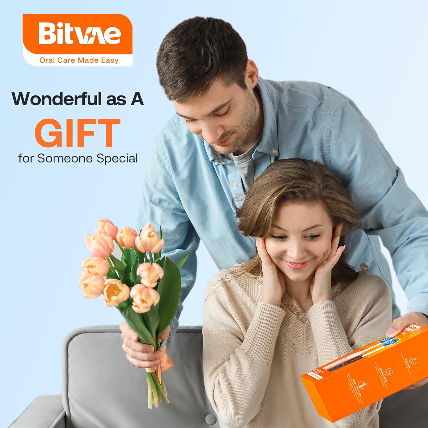 Bitvae Rotating Electric Toothbrush 2 Packs for Adults with Pressure Sensor, Gifts for Men/Women, 5 Modes Rechargeable Power Toothbrush with 8 Brush Heads, Black & Pink, R2