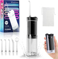Portable Mini Water Dental Flosser for Teeth Cleaning Pick,Travel Oral Irrigator with Telescopic Water Tank,4 Modes and Waterproof Design - Perfect for Braces,Bridges,and Dental Care (Black)