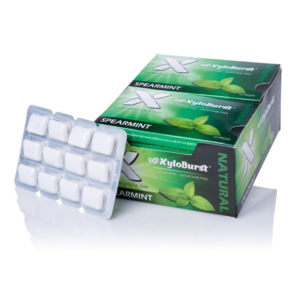 XyloBurst Gum | Xylitol Chewing Gum | Sugar Free, Gluten Free, Keto Friendly | Aspartame Free Gum For Oral Health | Spearmint | 12 Pieces, Pack of 12