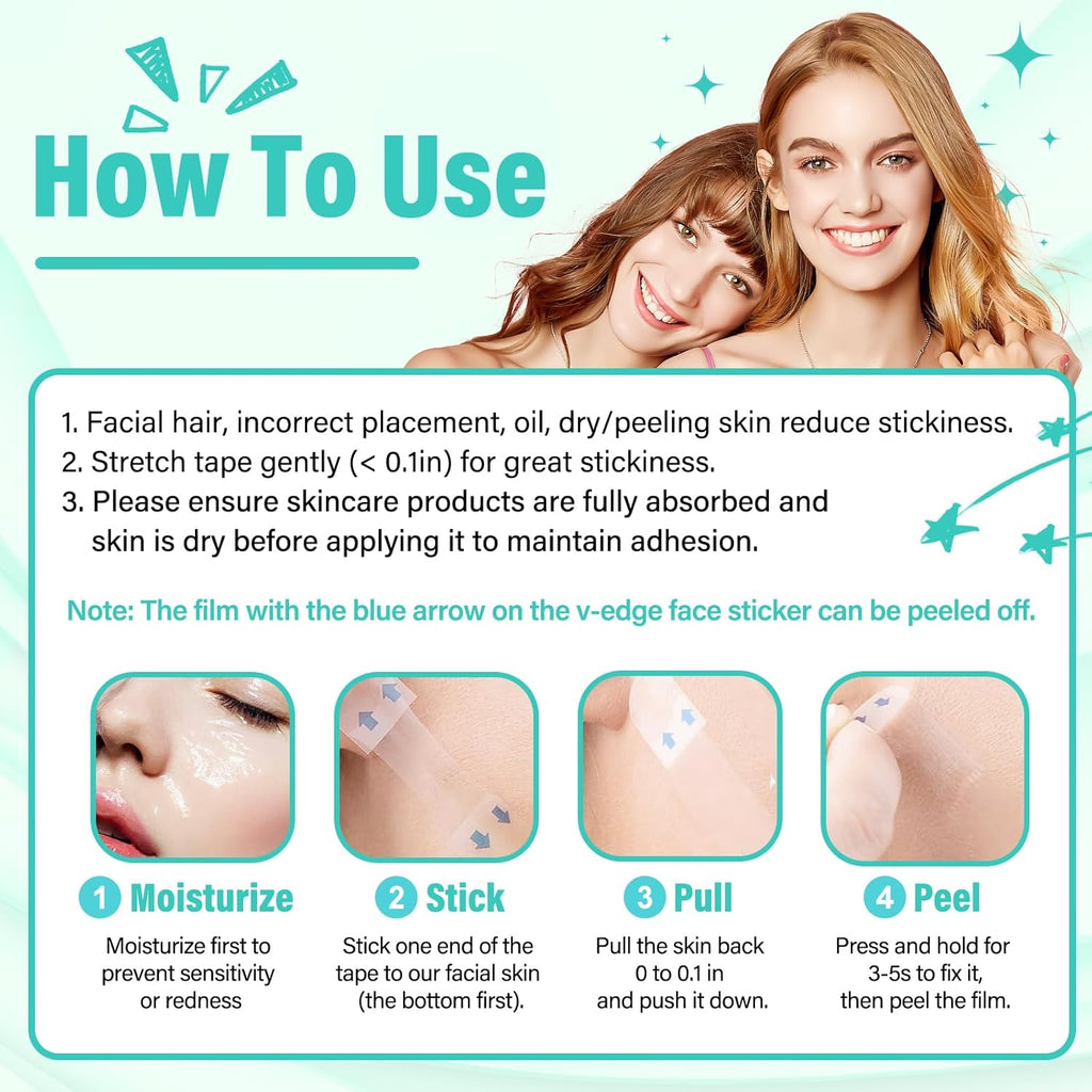 Neck Tape Lifting Invisible, Face Lift Tape Instant Facelift Under Makeup, V Edge Patches Skin Lifter Tapes for Turkey Neck, Loose Sagging Skin, Wrinkle, Jowl, Eye, Double Chin (1 Count (Pack of 200))