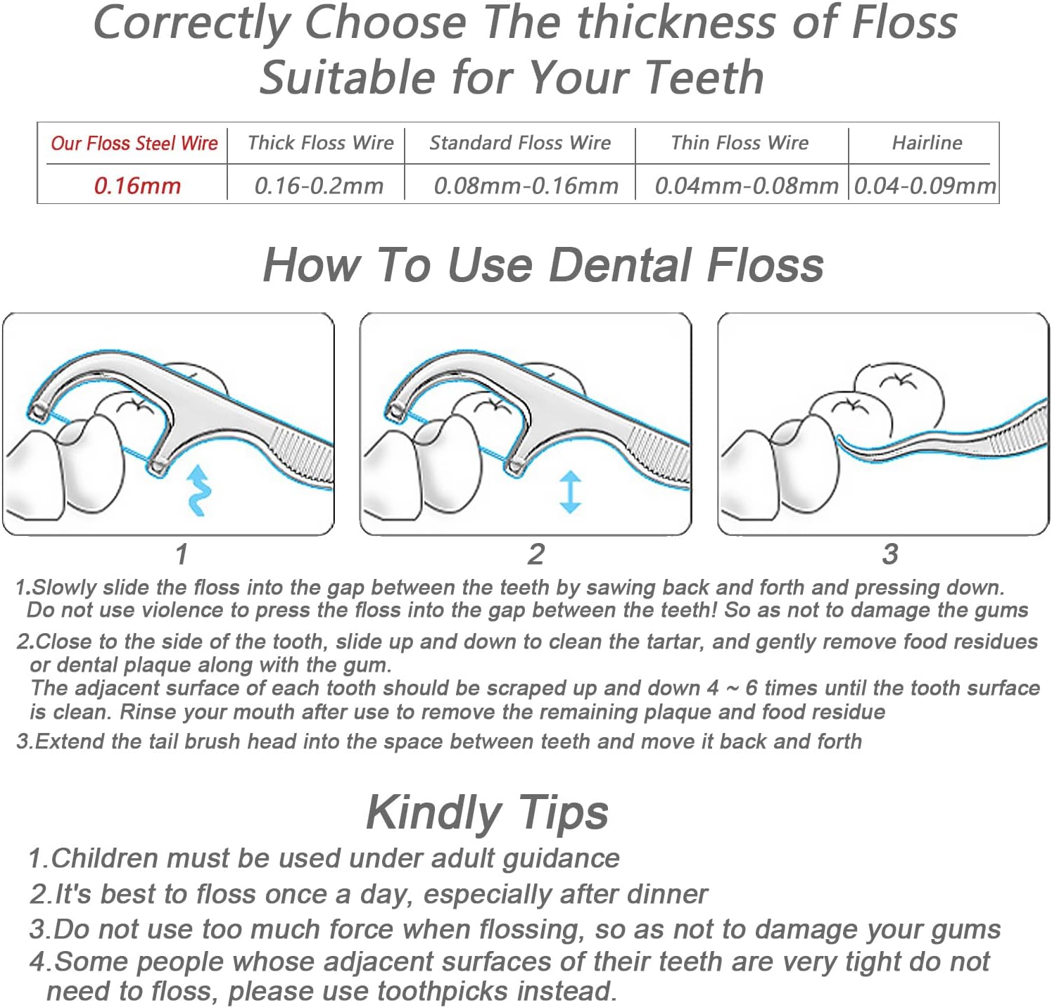 Toothpicks Pocket Set, Dental Floss Picks Kit Reusable, Stainless Steel Teeth Cleaning Tools, Tooth Picker Oral Hygiene Travel (1 Set)