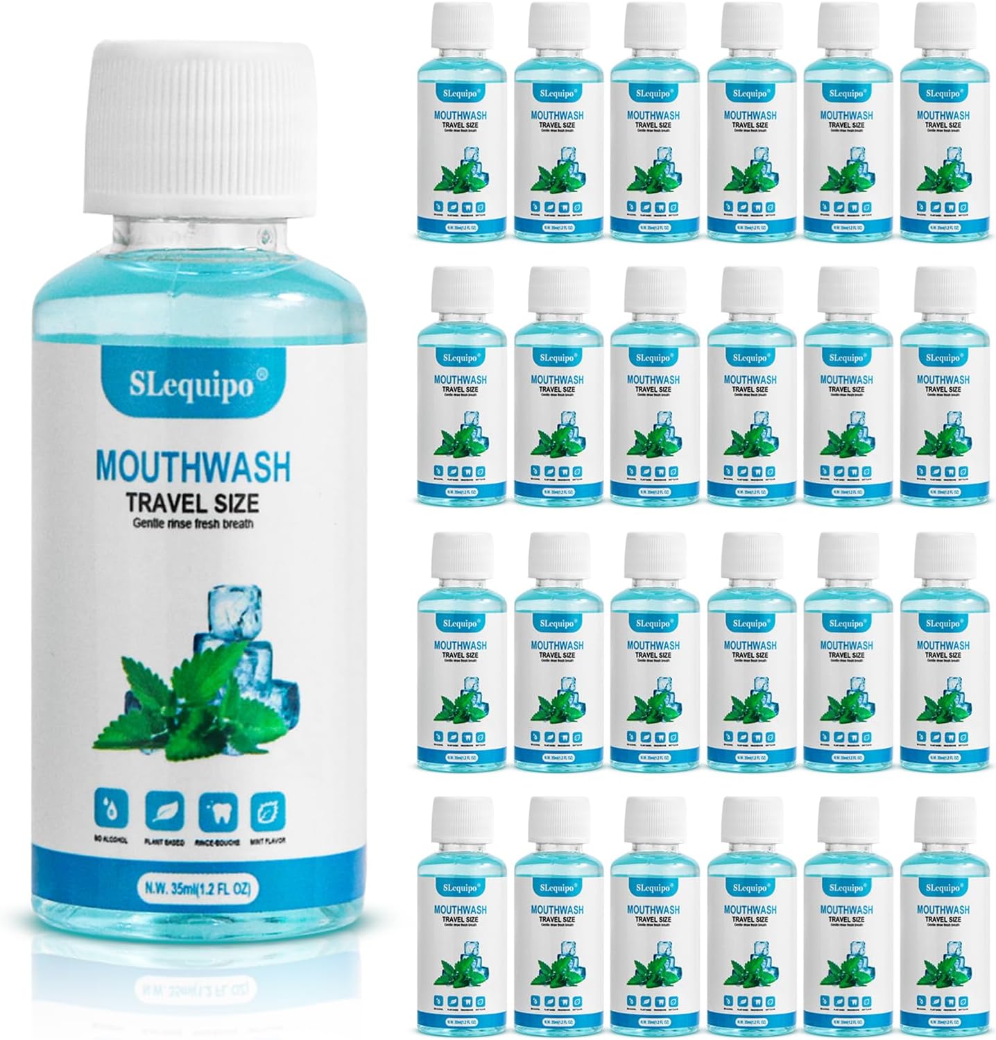 10 pcs Travel Size Mouthwash Bulk Mini Mouthwash, Fresh Mint Portable Mouthwash Individual 1.2oz/35ml Mouthwash Bottles for Travel Toiletry Kits, Blue