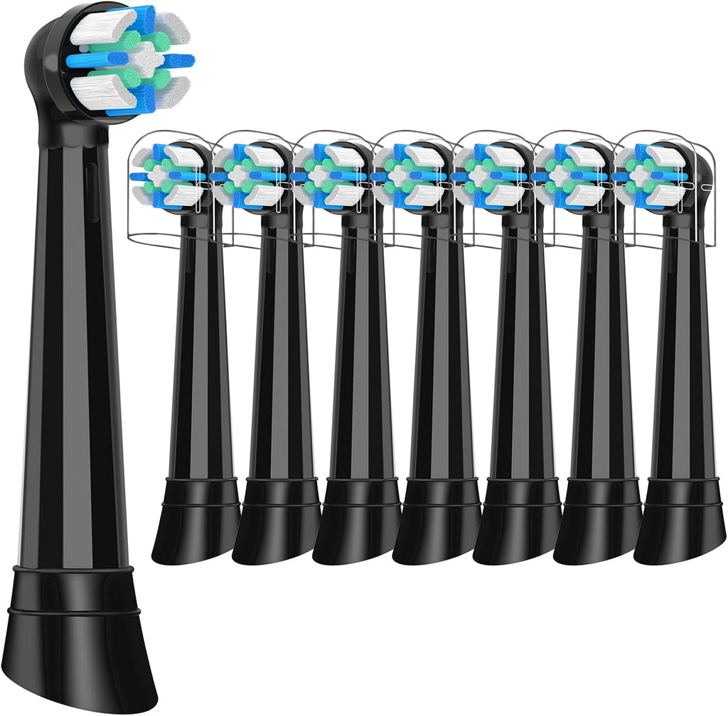 8 Pack iO Replacement Heads Compatible with Oral B iO, for Oral B iO 2/3/4/5/6/7/8/9/10 Series Electric Toothbrushes, Extended Bristles to Remove Deep-Seated Plaque, Black