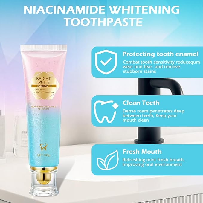 Niacinamide Whitening Toothpaste, Niacinamide Toothpaste Intensive Whitens Teeth, Protects Enamel, Removes Stains & Refreshes Breath, Daily Oral Care at Home Mint Flavor (1 Pack)-YanxiananYagao
