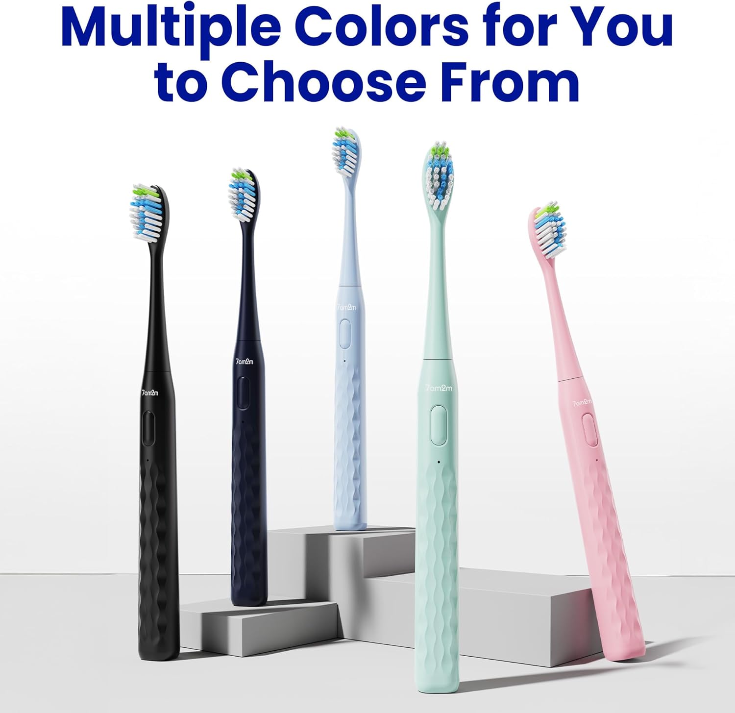 7AM2M Sonic Electric Toothbrush for Adults & Kids, with Travel Case&2 Brush Heads, 1 Charge for 90 Days, Type-C Rechargeable Sonic Toothbrush, Compact Design for Daily/Travel Use - Rose