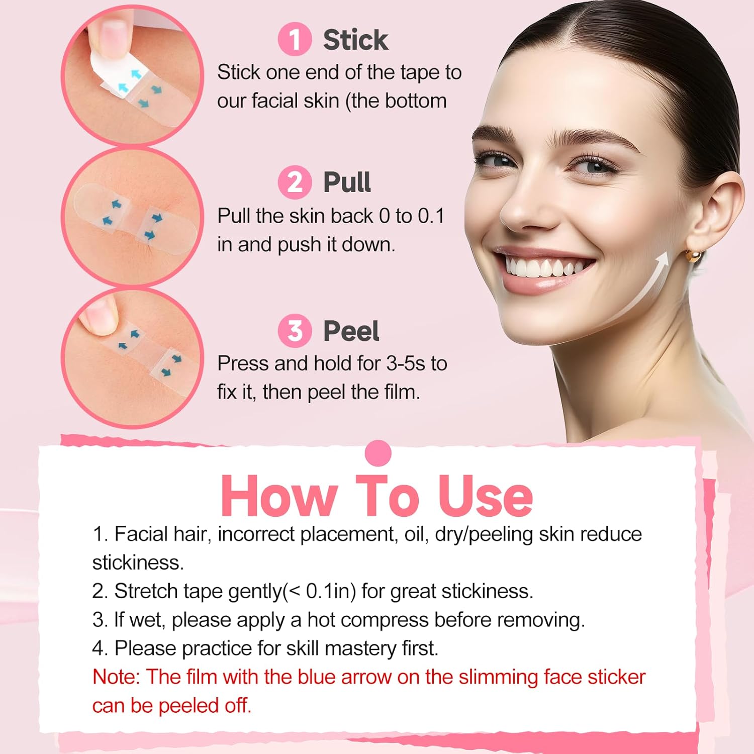 Face Lift Tape, 168PCS Face Tape, Face Lift Tape Invisible, Face Tape Lifting Invisible 8 Hours of Sustained, Perfect Facial Contouring, Visually Create A More Defined Jawline and Cheekbones