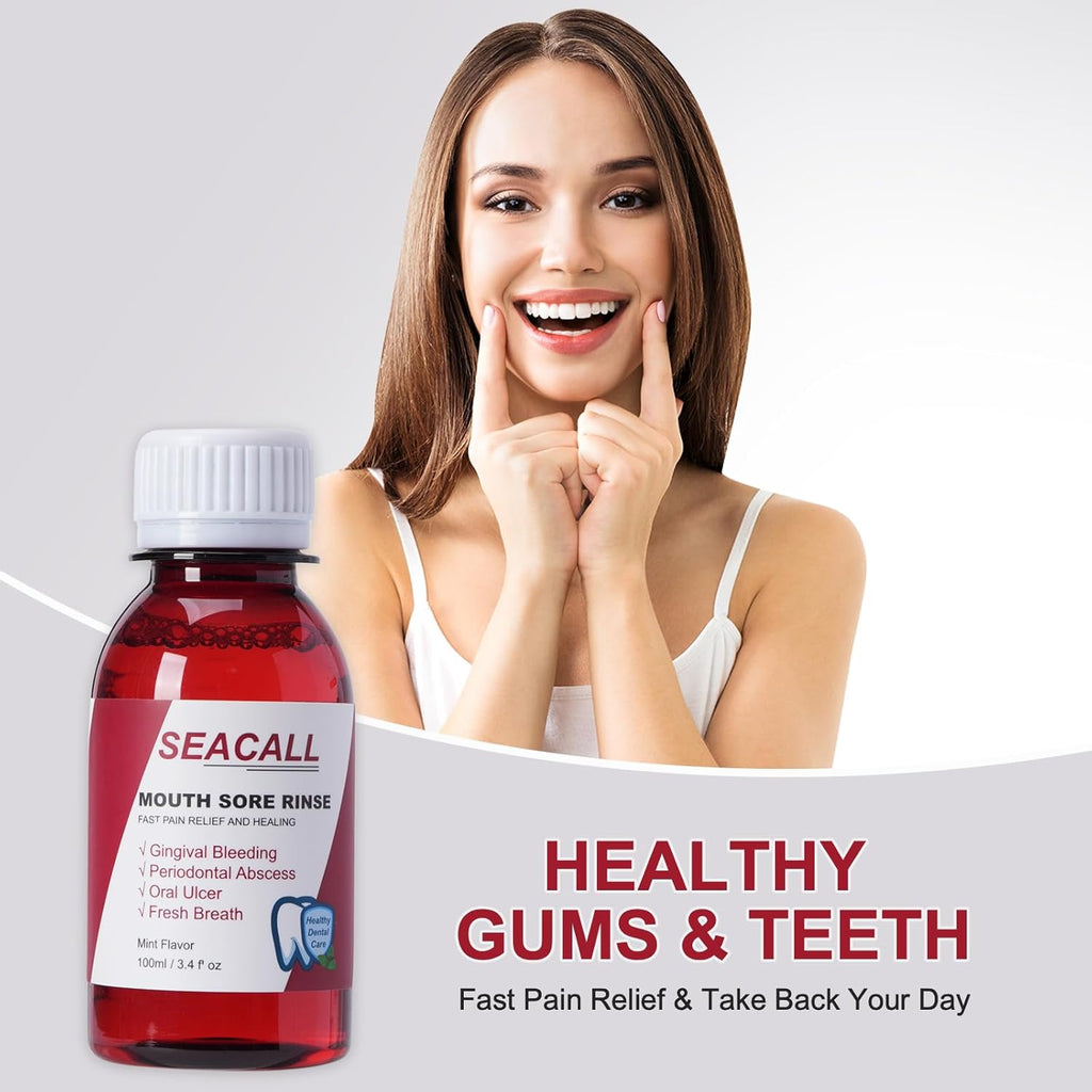 Oral Rinse Mouthwash - Mouth Rinse Help Canker Sores & Gingival Bleeding Treatment - Fresh Mild Mint (100ml/3.4 Fl oz)