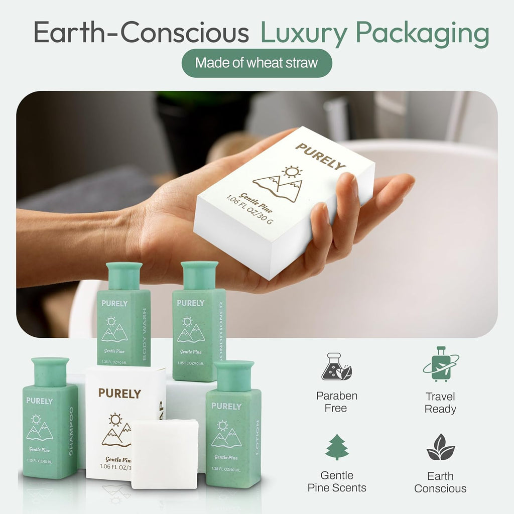 150‑Piece Bulk Travel Toiletries Set | Hotel & Airbnb Essentials | 1.3 oz Bottles (30 Shampoo, 30 Conditioner, 30 Body Wash, 30 Lotion, 30 Bar Soap) | Guest Bathroom Supplies + Homeless Outreach