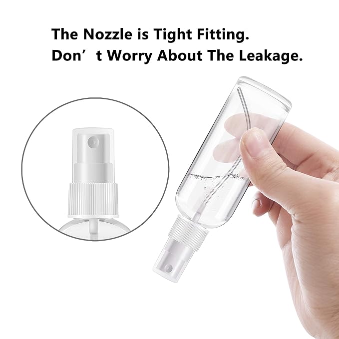 ZEROFIRE 2 Pack Spray Bottles 1oz Clear Plastic Empty Refillable Mini Spritzer for Travel, Cleaning, Gardening, Skin Care Atomizer for Essential Oils, Perfume