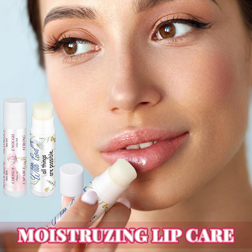 50 Pack Christmas Christian Religious Gifts Bulk Lip Balms for Women Men Church Party Favors Bible Verse Lip Balms with Scripture Gifts for Coworkers Staff Employee Christmas Stocking Stuffers