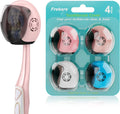 Helmet Toothbrush Covers Caps, Toothbrush Head Protector for Household Travel, Fits Most Manual and Electric Toothbrushes, 4 Count (Blue, White, Pink, Rose Pink)