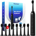 Rooman Oscillation&Vibration Sonic Electric Toothbrush for Adults, with 8 Brush Heads for Travel & Teeth Care, 20000 VPM, 3 Cleaning Modes, 2-Minute Timer, IPX7 Waterproof (Black)