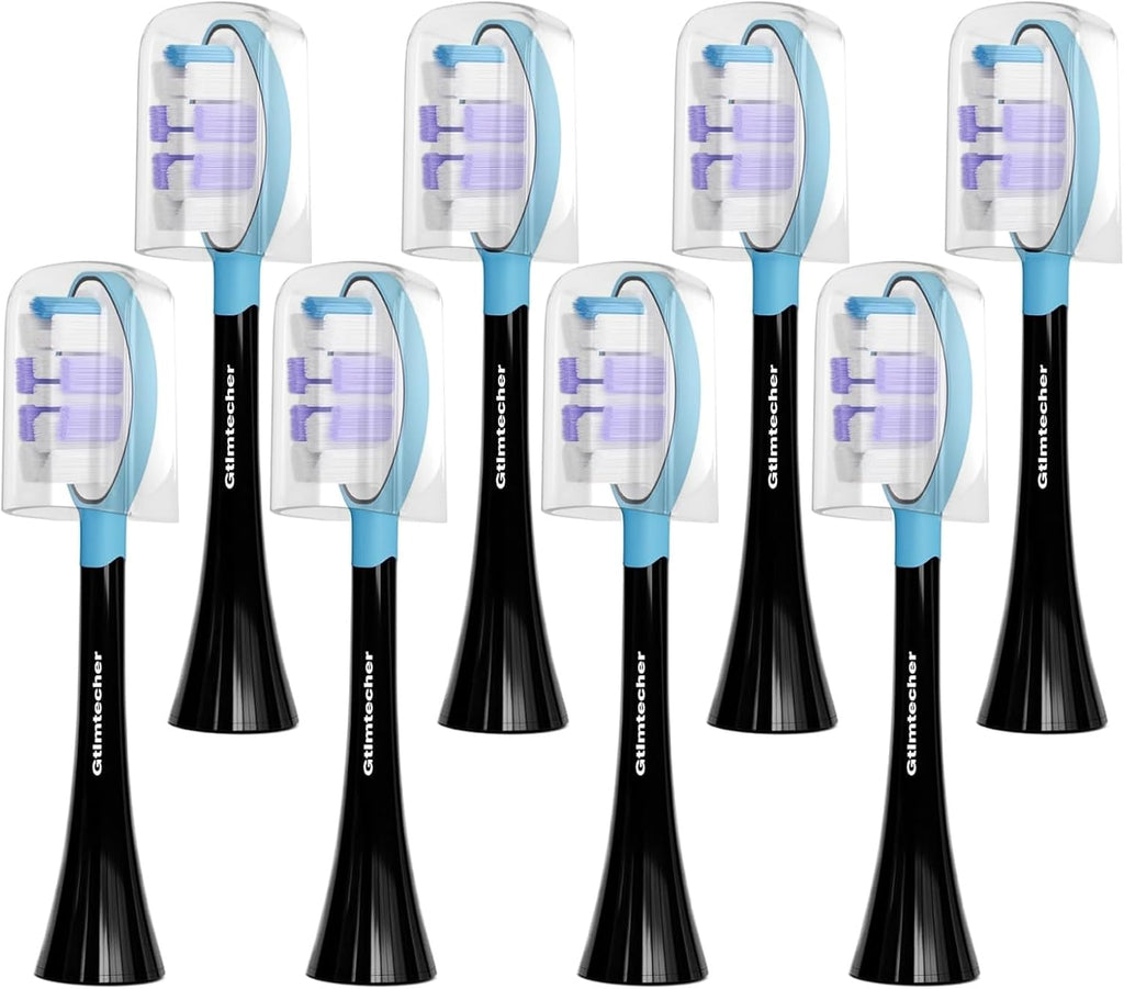 Electric Toothbrush Replacement Heads, 8 Pack Adults Kids 7+ Sonicare Toothbrush Replacement Brush Heads Sensitive Replacement Heads C2 C3 G2 G3 A3, Black