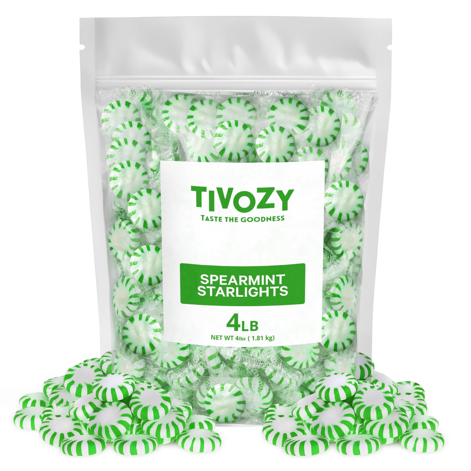Starlight Spearmint Individually Wrapped Candy, 4 Pound Bulk Pack, Sweets for On the Go Refreshment, Starlight Mints Bulk Candy.