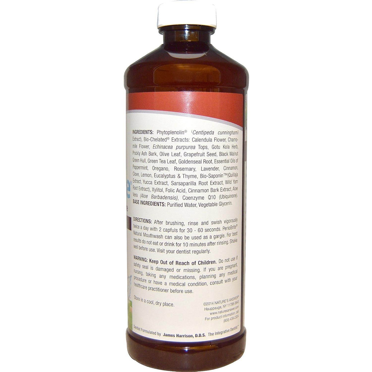 Nature's Answer Periobrite Alcohol-Free Mouthwash, Cinamint, 16 Ounce ( 2 Pack ) | Fluoride Free | Natural Breath Freshener | Stain Remover | Natural Teeth Whitener