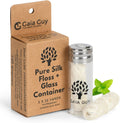 Natural Silk Dental Floss with Refillable Glass Container | Free Refill | Natural Candelilla Wax | 33yds x 2 | Peppermint | Eco-Friendly Zero Waste Oral Care (Peppermint)
