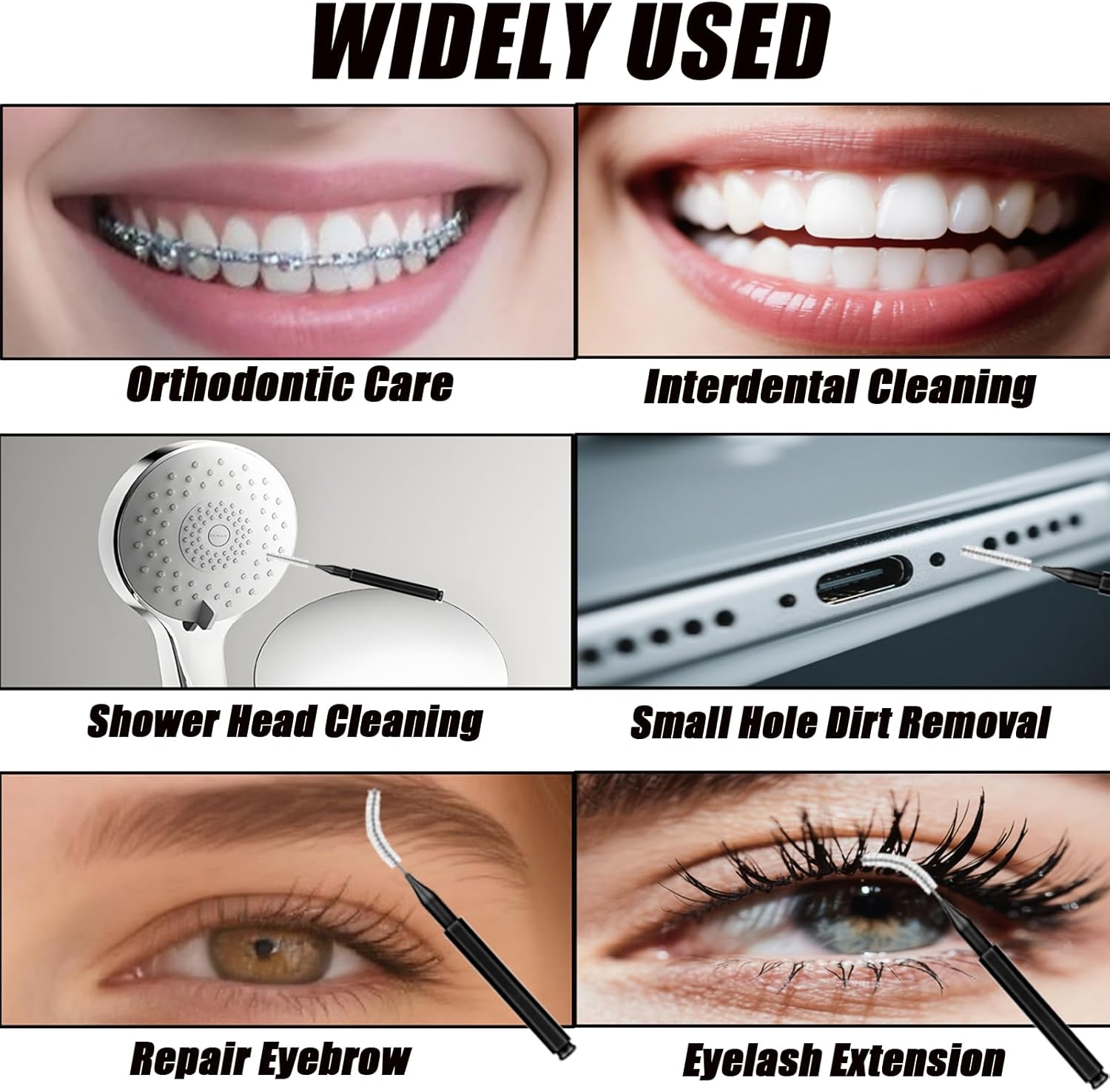 130-Count Interdental Brushes Set - Black & White Orthodontic Cleaning Kit with Spiral Brush Heads, Braces-Friendly Flossers & Toothpicks for Efficient Teeth & Braces Care