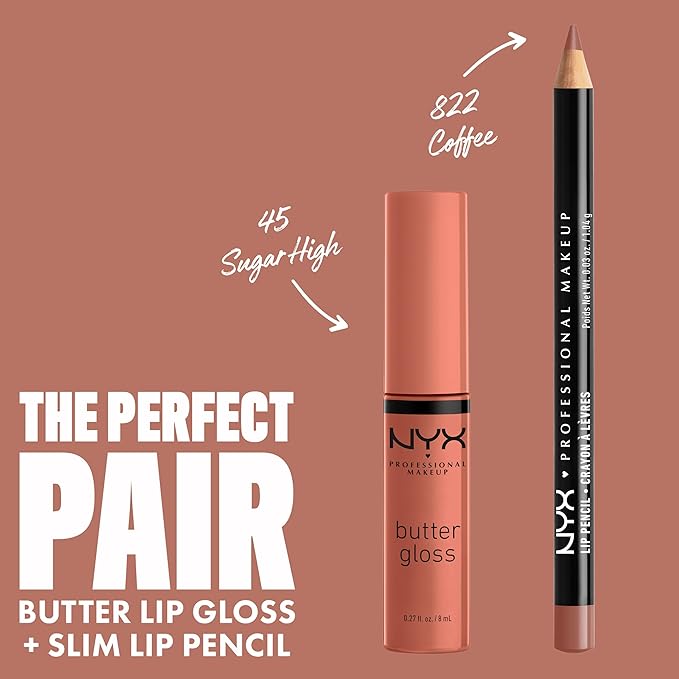 NYX PROFESSIONAL MAKEUP Butter Gloss Brown Sugar, Non-Sticky Lip Gloss - Sugar High (Peachy Light Nude)