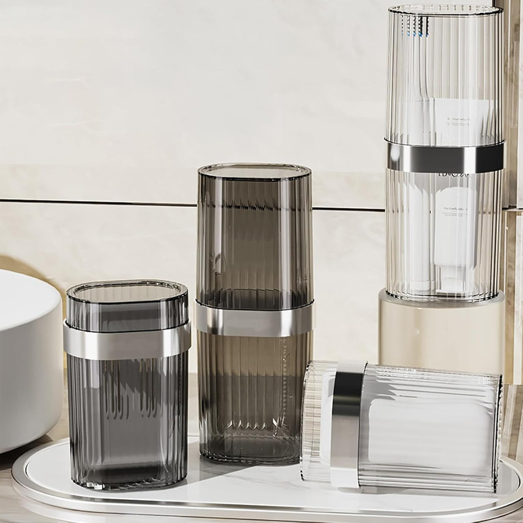 Travel Toothbrush Cup Case, Toothbrush Travel Container Portable Travel Toothbrush Holder Toothpaste Storage for School Camping Business Trip Bathroom (Grey)