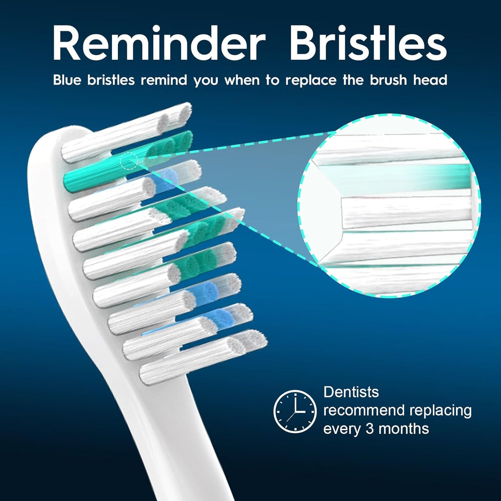 Replacement Brush Heads Compatible with Philips Sonicare, Compatible with Sonicare E Series Essence Xtreme Elite Advance and CleanCare Screw-on Electric Toothbrush, BN728, 8 Pack
